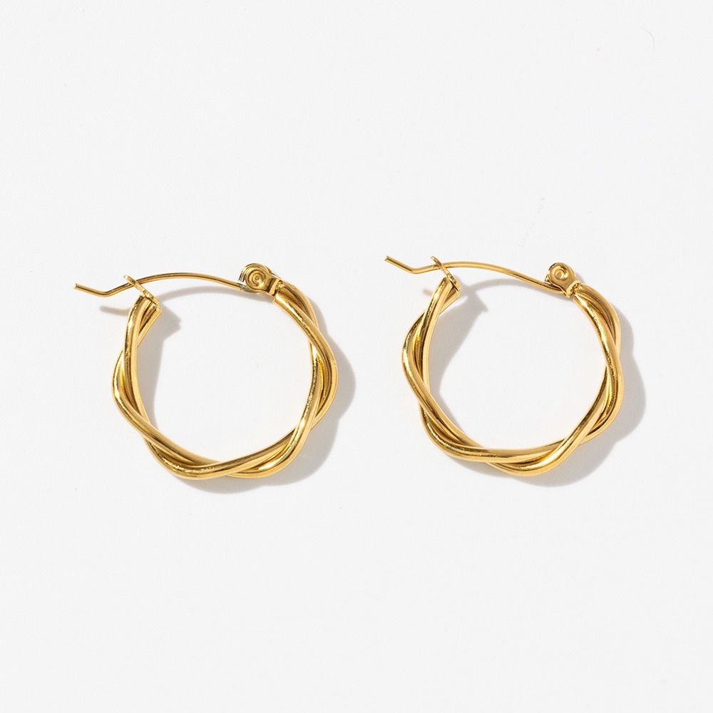 Gold Twist Hoop Earrings*Everyday Hoops*Waterproof and Sweatproof Jewelry
